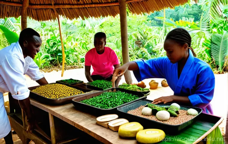 기니에서 숙박할 수 있는 호텔 추천 - **Authentic Guinean Boutique Hotel Lobby**
A warmly lit, inviting common area or lobby of a char... 기니에서 숙박할 수 있는 호텔 추천 - **Authentic Guinean Boutique Hotel Lobby**
A warmly lit, inviting common area or lobby of a char...