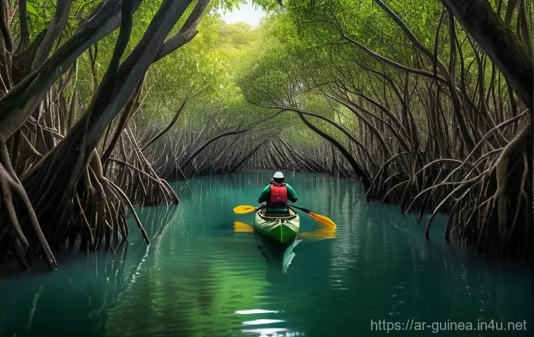 기니에서 즐길 수 있는 워터 스포츠 - **Prompt 1: Serene Waters of Los Islands**
    A wide shot of a pristine, secluded beach on the Los ...