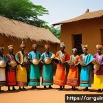 Home 22 기니에서 유명한 문화유산 등재지 - **Mandinka Cultural Celebration in Guinea:** A vibrant and joyous scene depicting a traditional Mand...